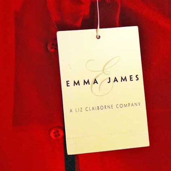 100% SILK BLOUSE, MISSES 16, RED WITH BLACK TRIM, FITTED, NO POCKETS, NEVER WORN - Picture 5 of 5